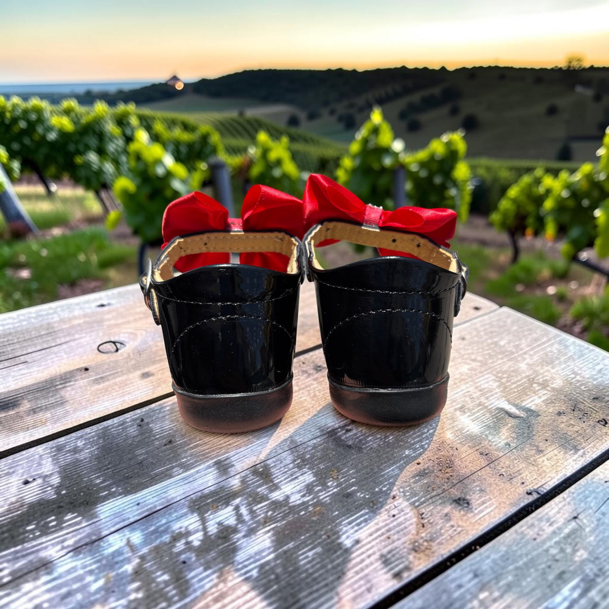 Sofía, zapatitos de charol negro con lazo rojo Christhinne - foto 3