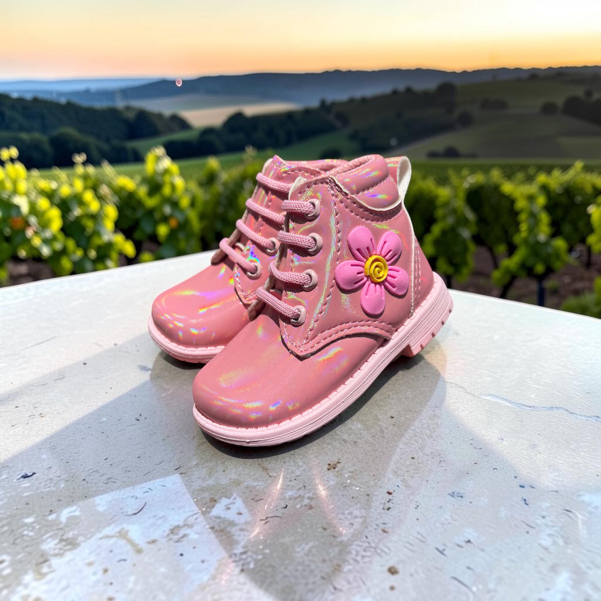 Isabella, botitas rosa con brillo y flor Christhinne - foto 2