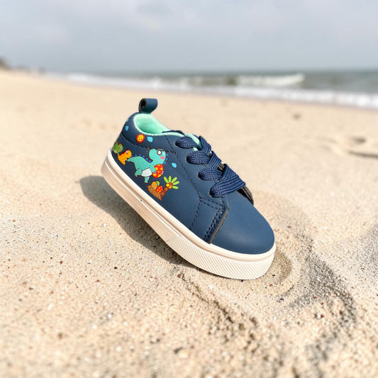 Dino, tenis azul marino con dinosaurio Christhinne