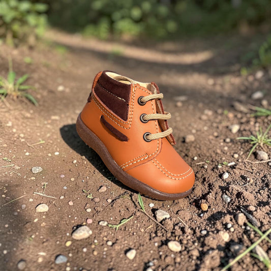 Gael, zapato camel con cuello chocolate Christhinne